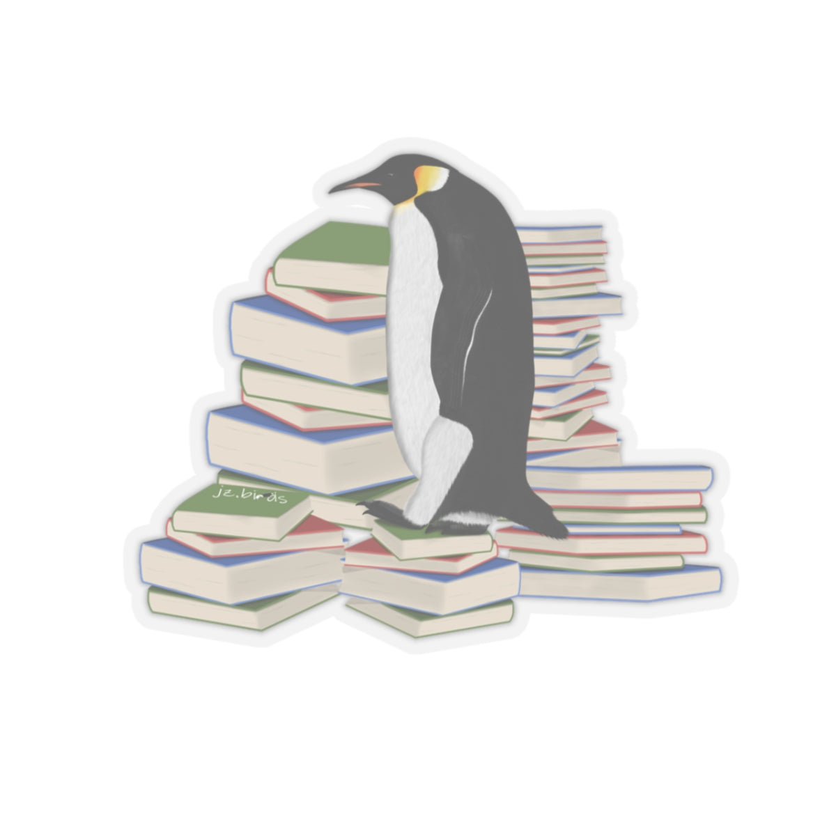 Penguin Bird and Books Birdlover Bookworm Sticker