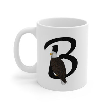Bald Eagle Letter B Bird Ceramic Mug 11oz White