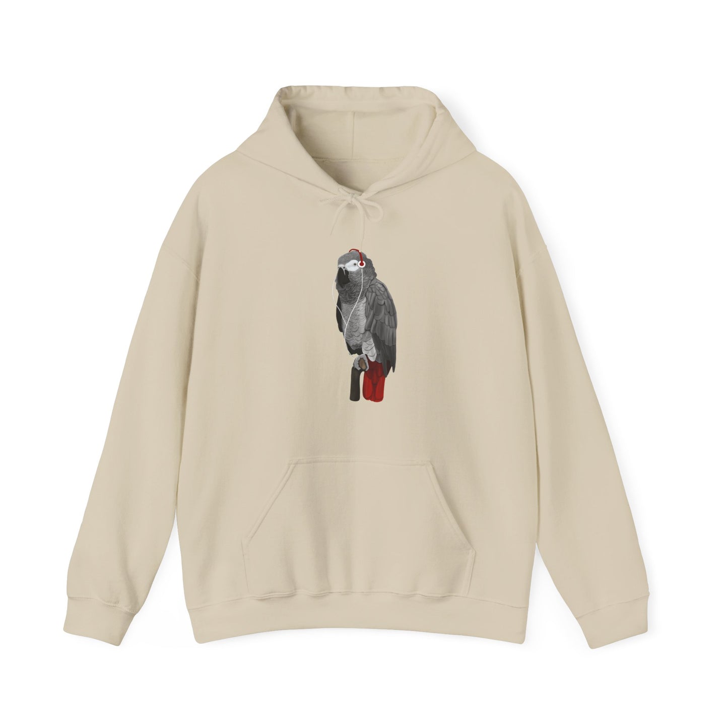 Grey Parrot with Music Headphones Bird Birdwatching Birdlover Hoodie