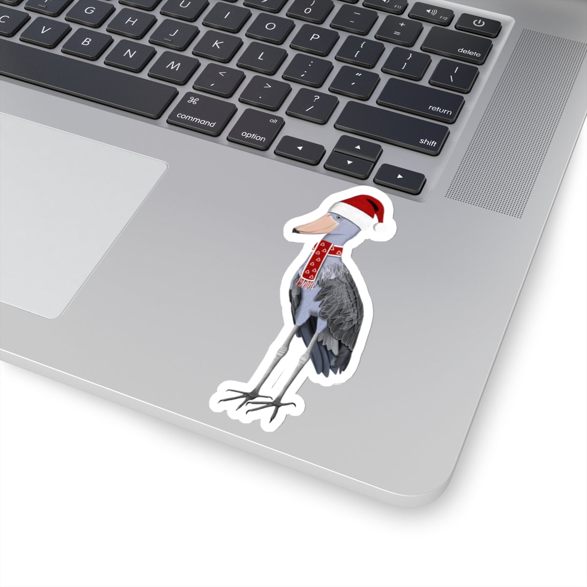 Shoebill with Santa Claus Hat and Scarf Christmas Bird Sticker