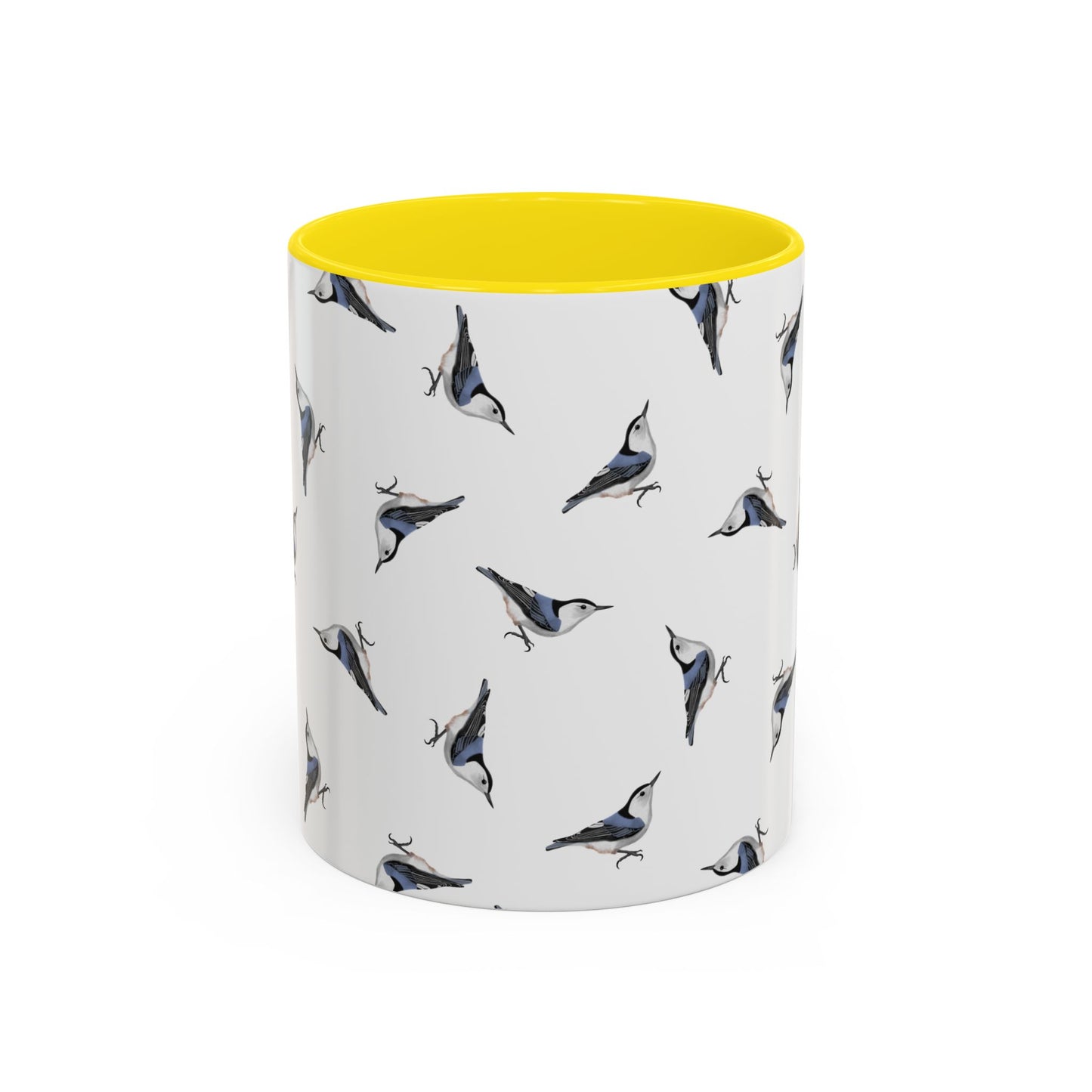 Nuthatch All-Over Pattern Accent Mug | Colorful Bird Lover Gift for Birdwatchers