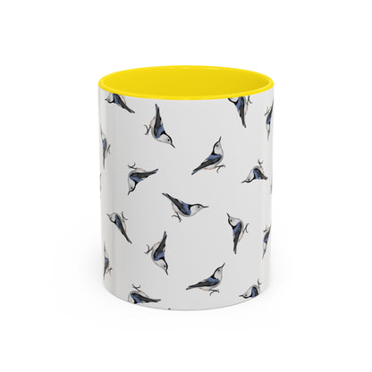Nuthatch All-Over Pattern Accent Mug | Colorful Bird Lover Gift for Birdwatchers