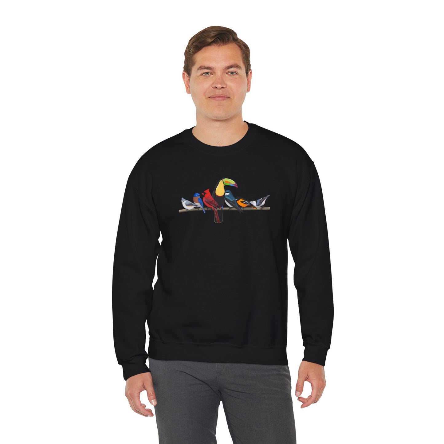 Birds on a Branch Toucan Cardinal Tree Swallow Bluebird Oriole Bird Birding & Birdwatching Sweatshirt