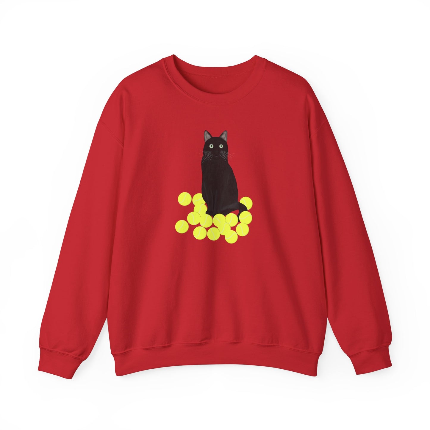 Black Cat with Tennis Balls Cat Lover Sweatshirt