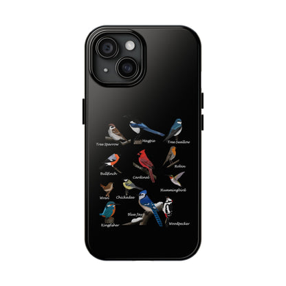 Garden Birds Blue Jay Cardinal Bullfinch Bird Art Tough Phone Case Black