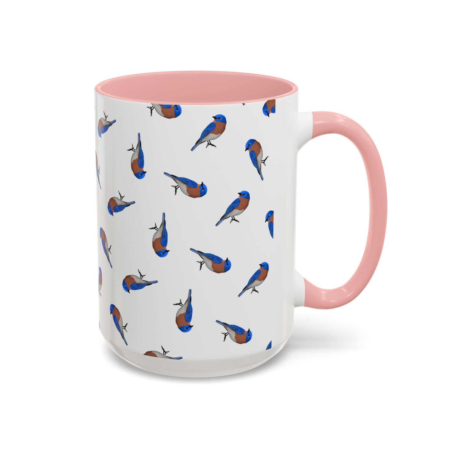 Bluebird All-Over Pattern Accent Mug | Colorful Bird Lover Gift for Birdwatchers