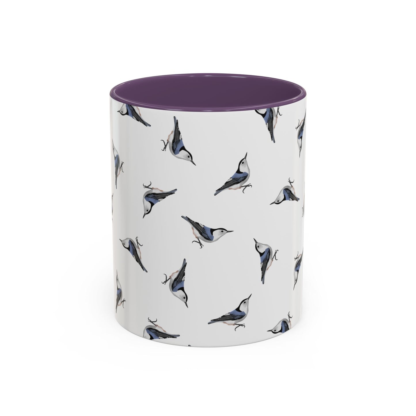 Nuthatch All-Over Pattern Accent Mug | Colorful Bird Lover Gift for Birdwatchers