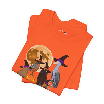 Robin Shoebill with Cat and Bunny Halloween Bird T-Shirt