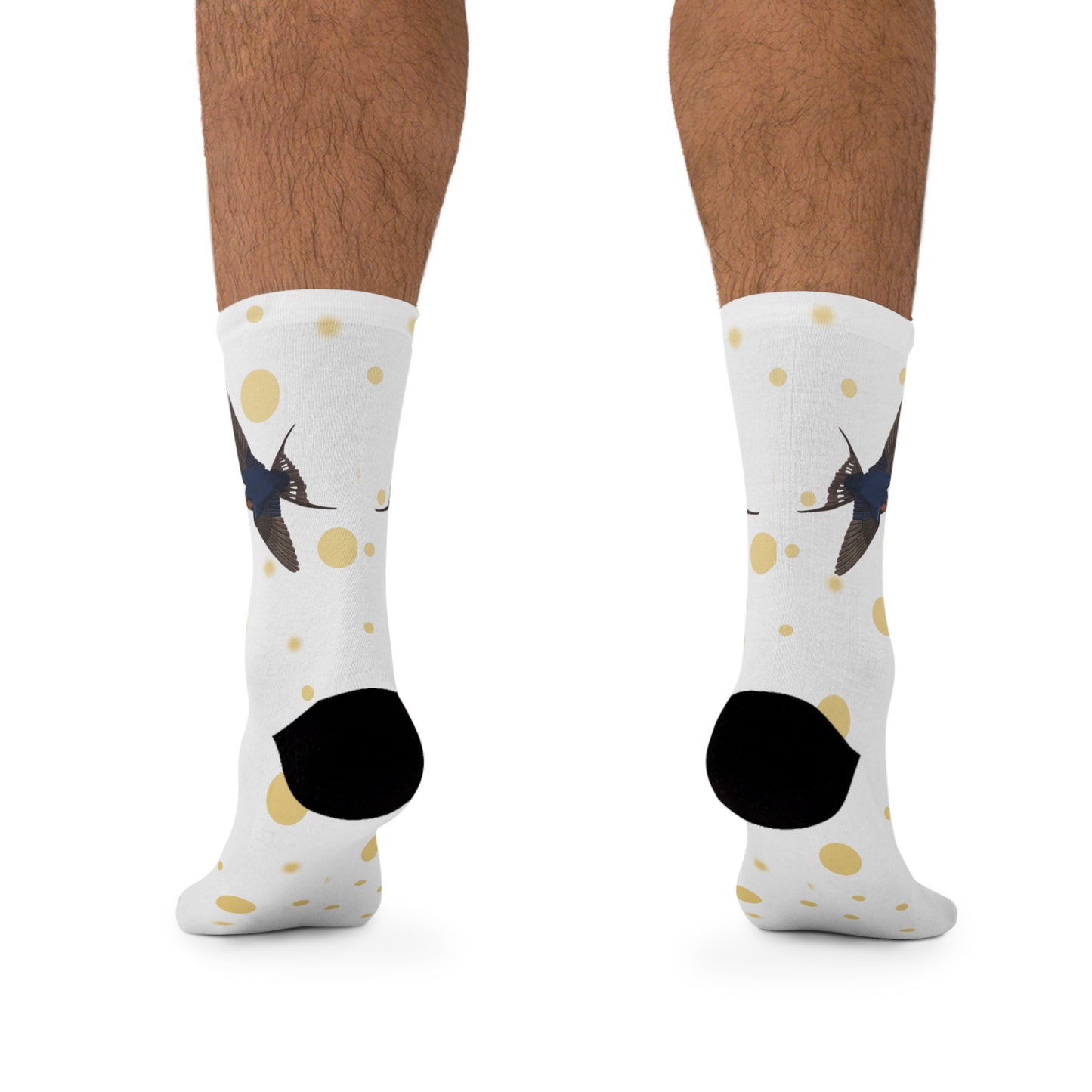 Barn Swallow with Golden Dots Birding & Birdwatching Bird Socks White