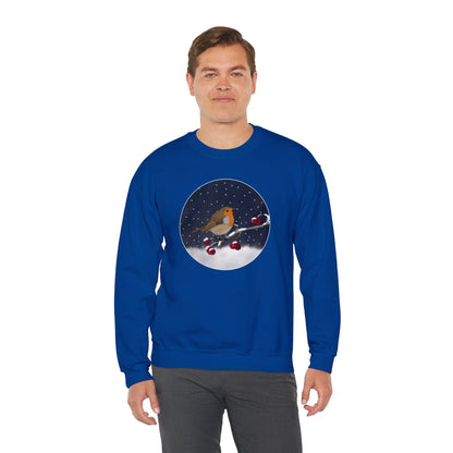 Robin on a Winter Branch Christmas Bird Sweatshirt