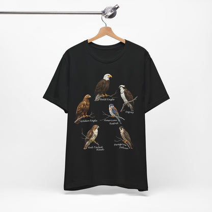 North American Raptors Shirt – Bald Eagle, Hawk, Osprey & Falcon Field Guide