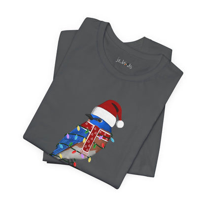 Bluebird with Fairy Lights Christmas Bird T-Shirt