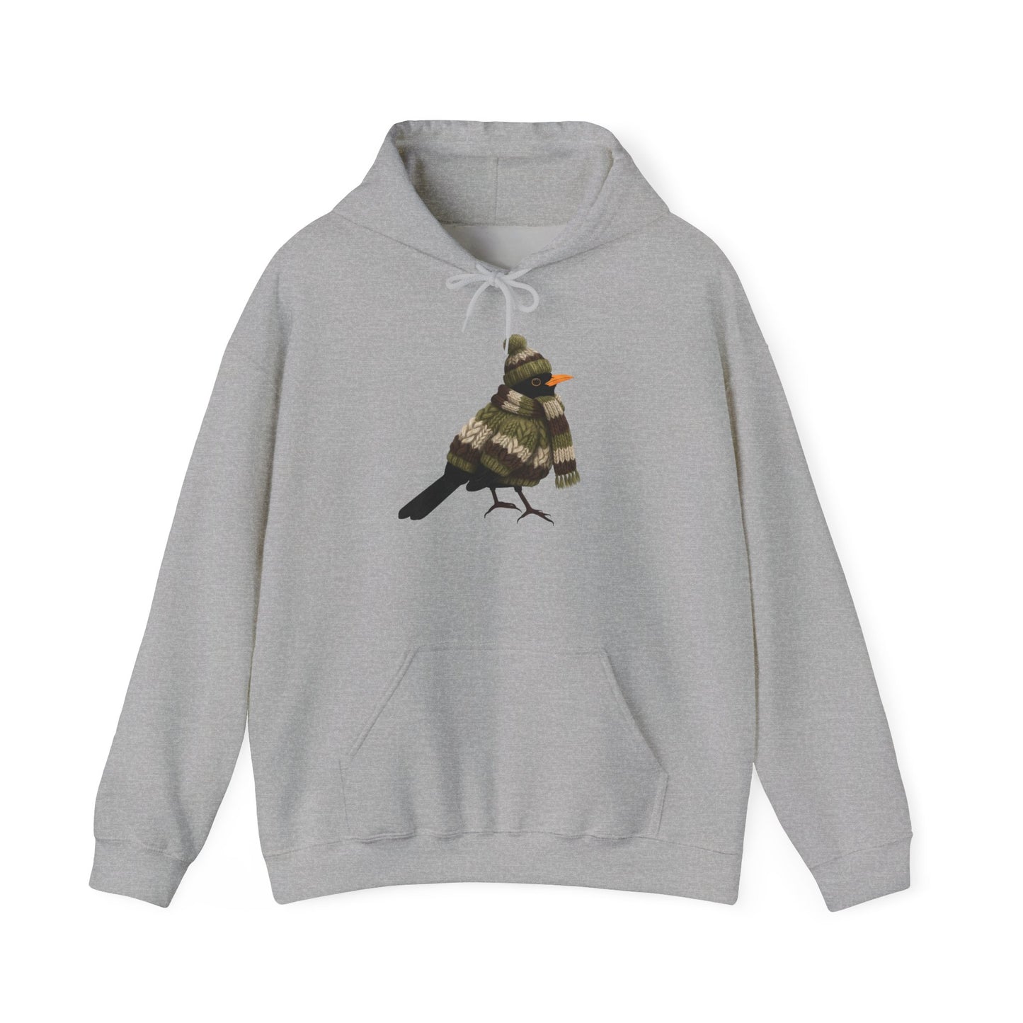 Amsel mit Strickpullover Hoodie - Vogel Kapuzenpullover für Vogelbeobachter & Naturliebhaber mit Vogelmotiv