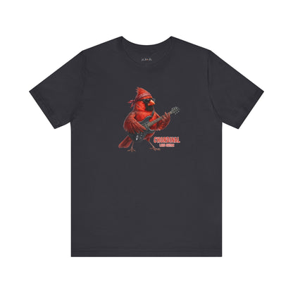 The Chordinal Graphic Tee – Northern Cardinal Guitarist – Funny Rock Band Bird Shirt