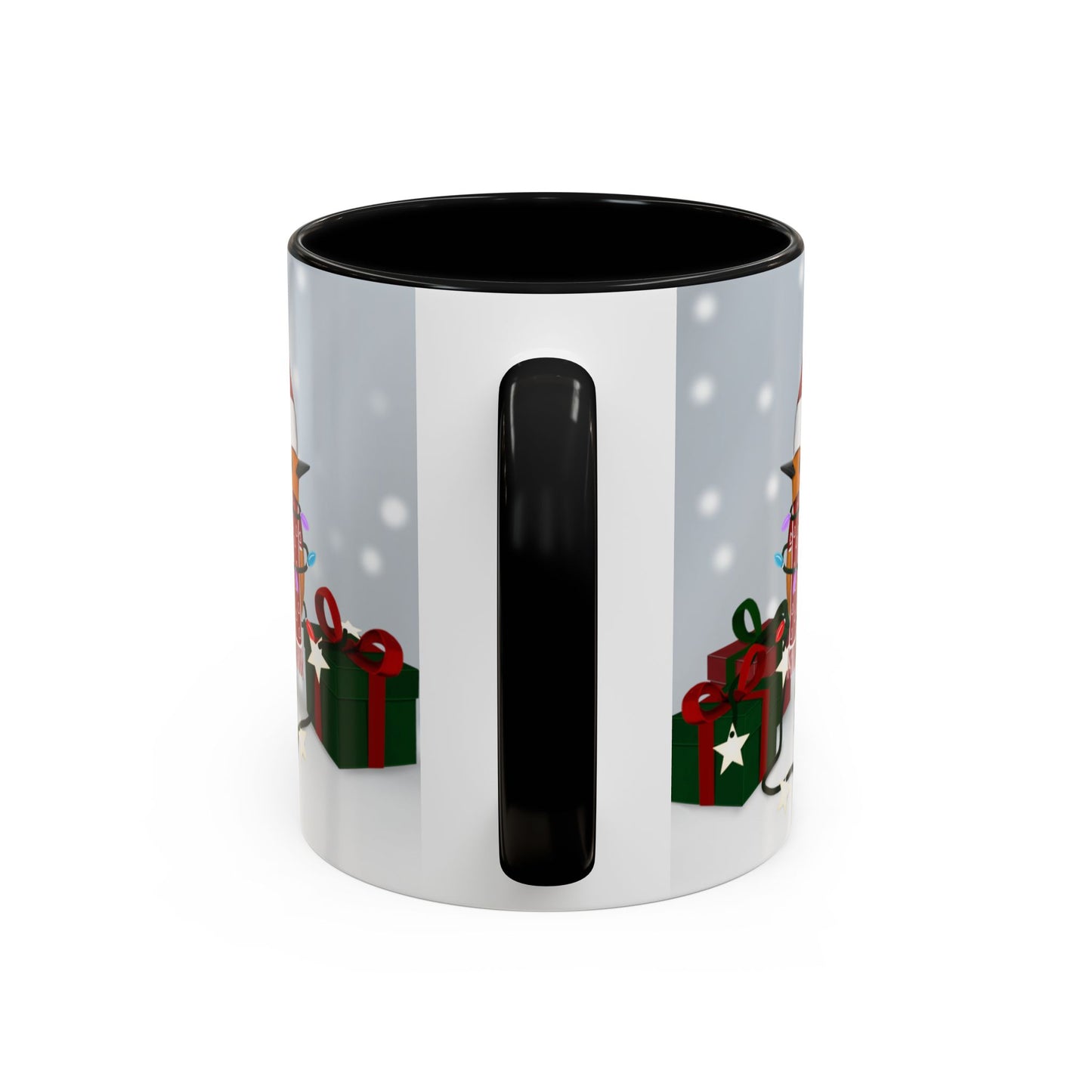 European Robin with Christmas Hat and Scarf Snow Bird Coffee Mug