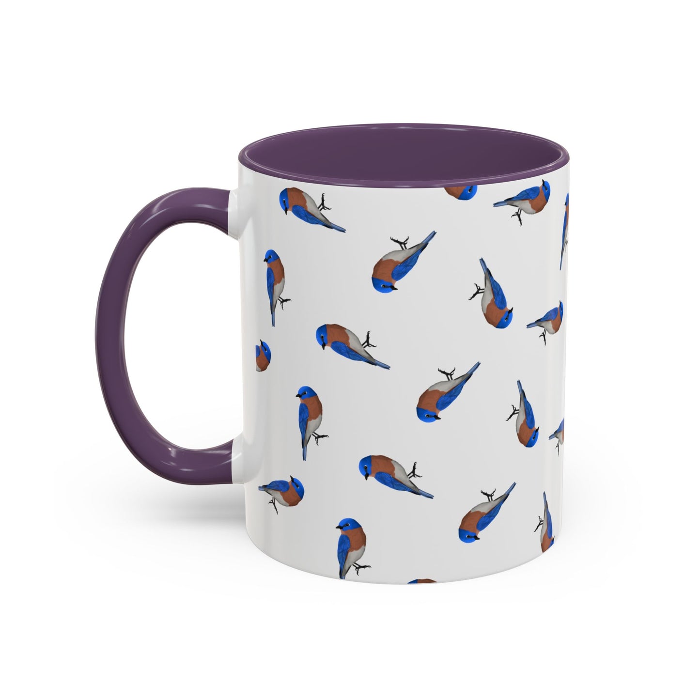 Bluebird All-Over Pattern Accent Mug | Colorful Bird Lover Gift for Birdwatchers