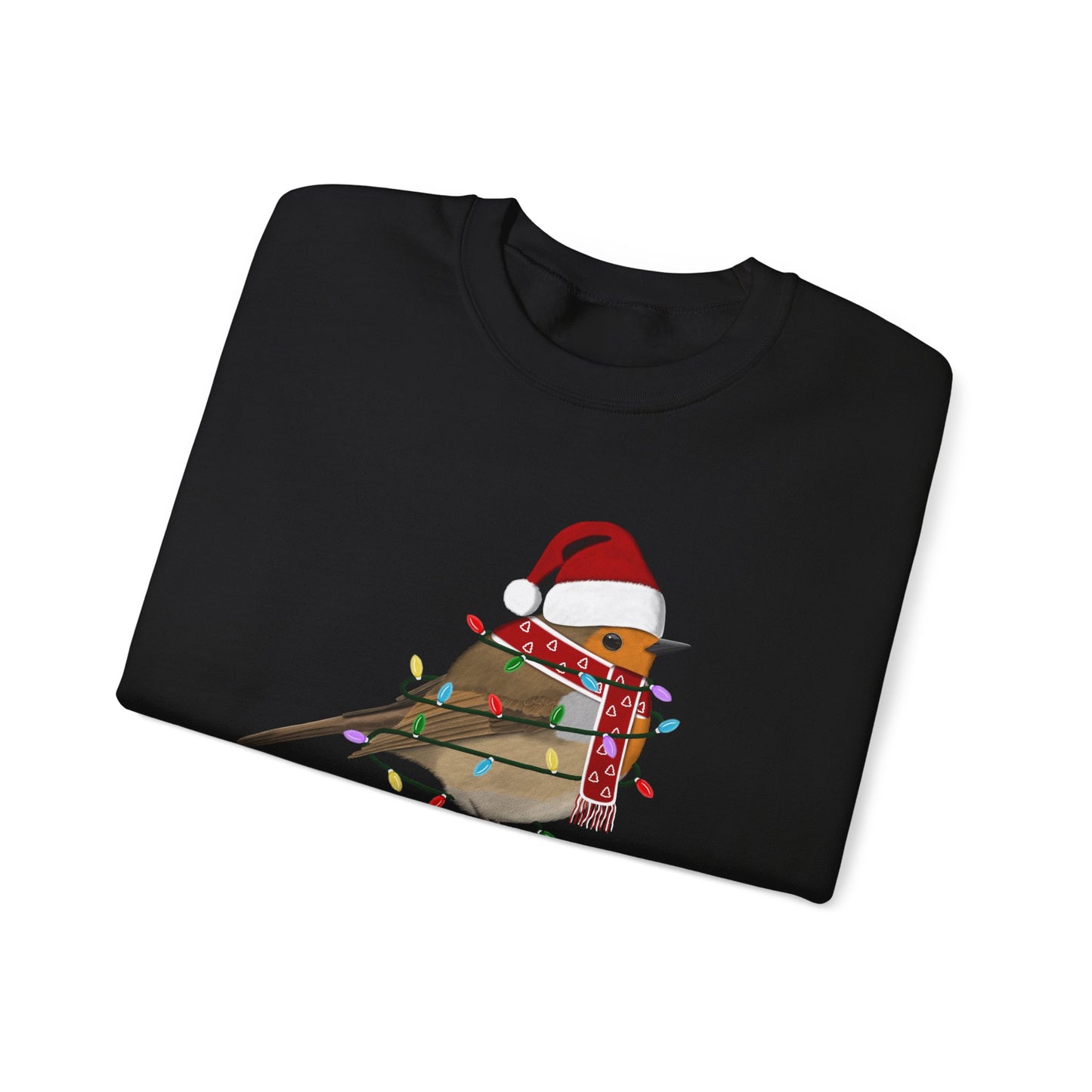 European Robin with Fairy Lights Santa Claus Christmas Bird Sweatshirt