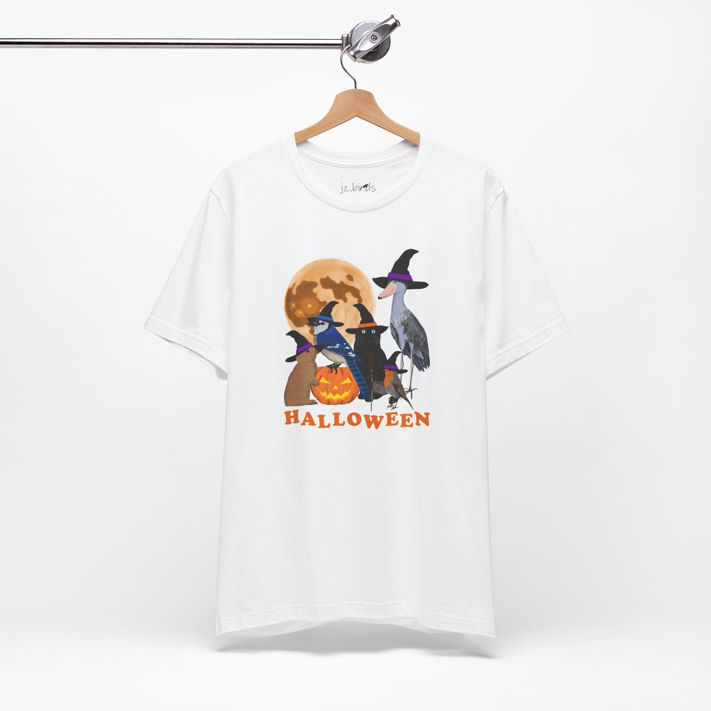 Blue Jay Robin Shoebill with Cat and Bunny Halloween Bird T-Shirt