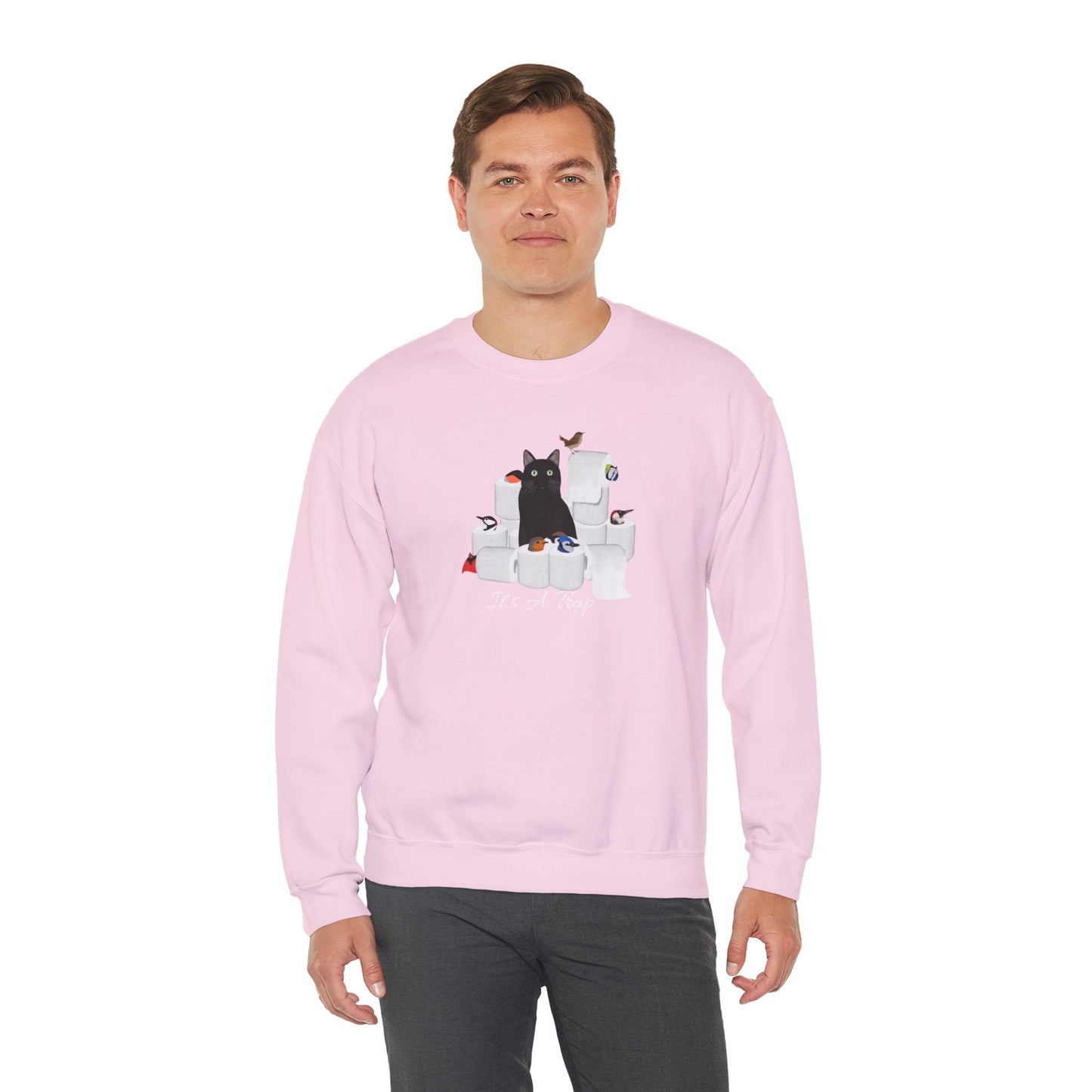 Black Cat with Birds and Toilet Paper Cat Lover Sweatshirt