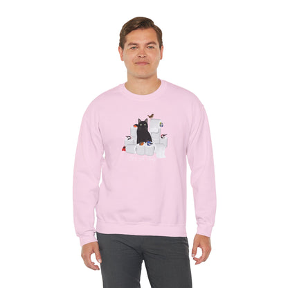 Black Cat with Birds and Toilet Paper Cat Lover Sweatshirt