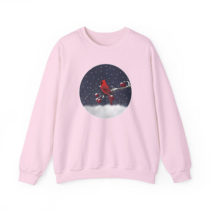 Cardinal on a Winter Branch Christmas Bird Sweatshirt