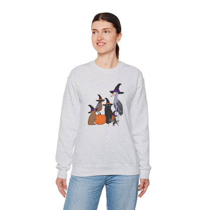 Robin Shoebill Rabbit with Cat Happy Halloween Birds Sweatshirt