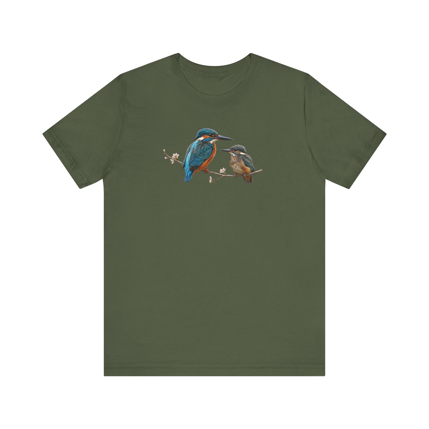 Kingfisher & Fledgling T-Shirt | Spring Blossoms Unisex Graphic Tee
