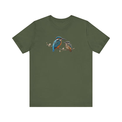 Kingfisher & Fledgling T-Shirt | Spring Blossoms Unisex Graphic Tee