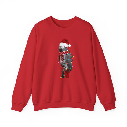 Grey Parrot with Fairy Lights Santa Claus Christmas Bird Sweatshirt