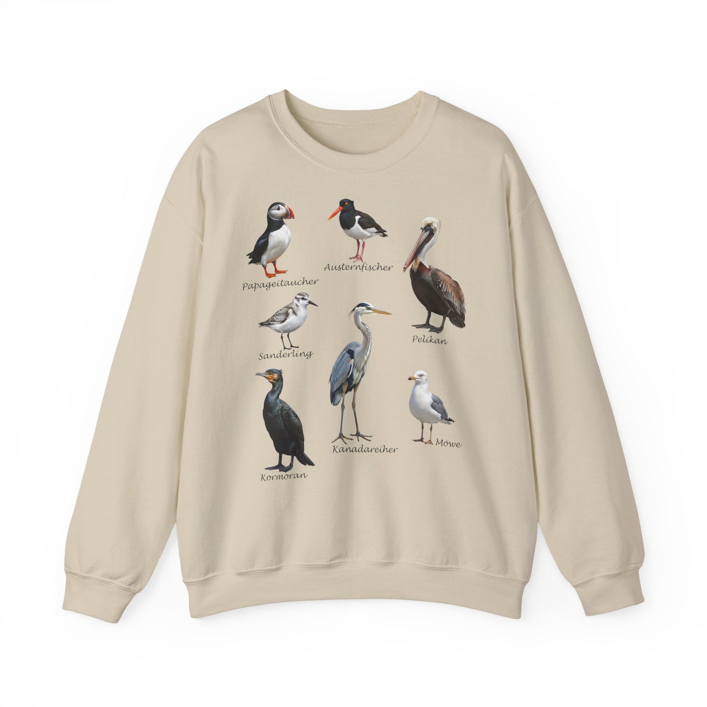 Papageitaucher und Möwe Sweatshirt Vogelmotiv – Animal Graphic Tee, Casual Everyday Wear
