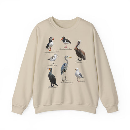Papageitaucher und Möwe Sweatshirt Vogelmotiv – Animal Graphic Tee, Casual Everyday Wear
