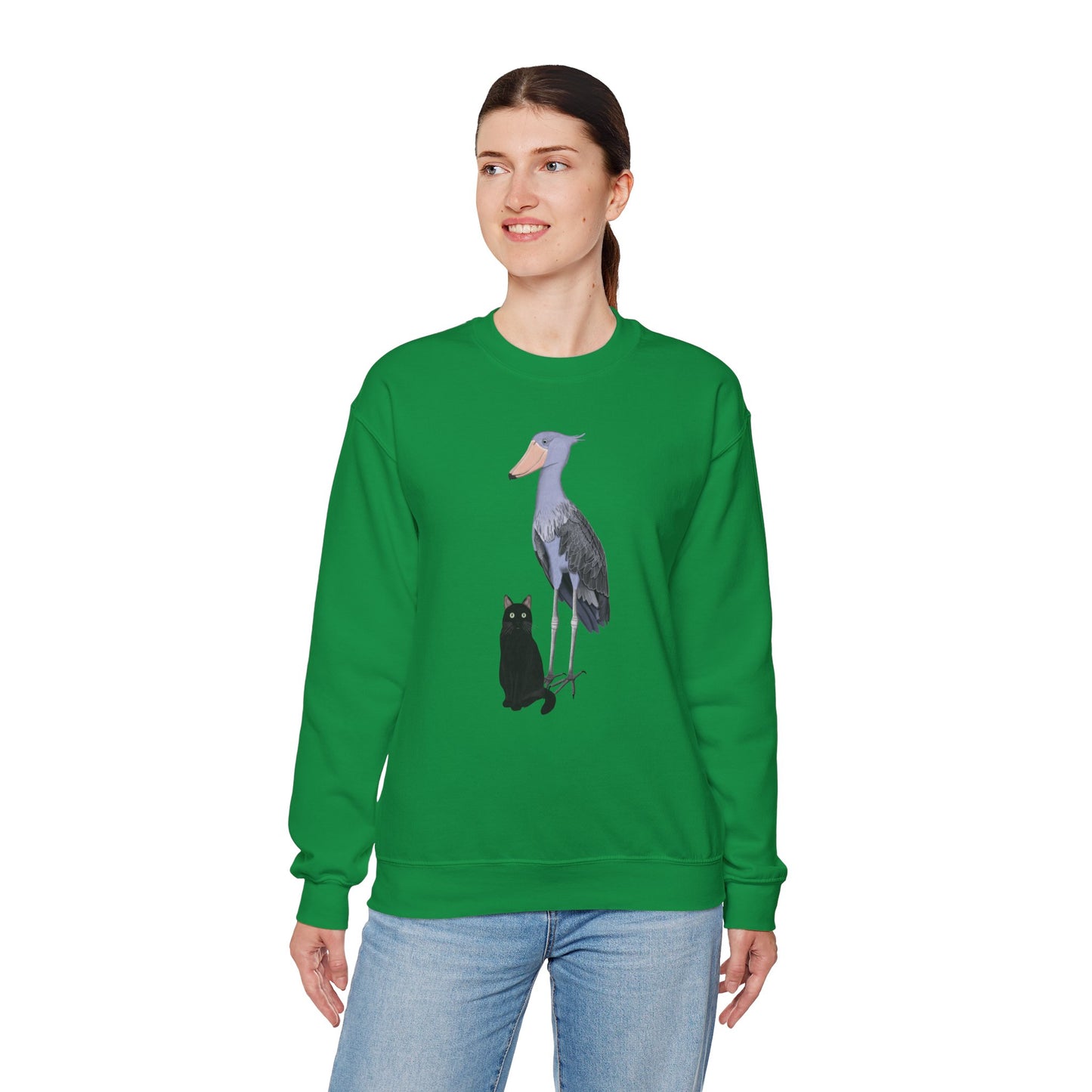 Black Cat with Shoebill Bird Cat Lover Sweatshirt