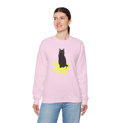 Black Cat with Tennis Balls Cat Lover Sweatshirt