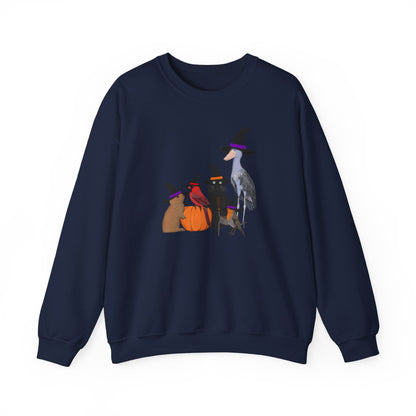 Robin Shoebill Cardinal Rabbit with Cat Happy Halloween Birds Sweatshirt