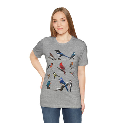 Garden Birds Blue Jay Cardinal Robin Chickadee Birding & Birdwatching Bird T-Shirt