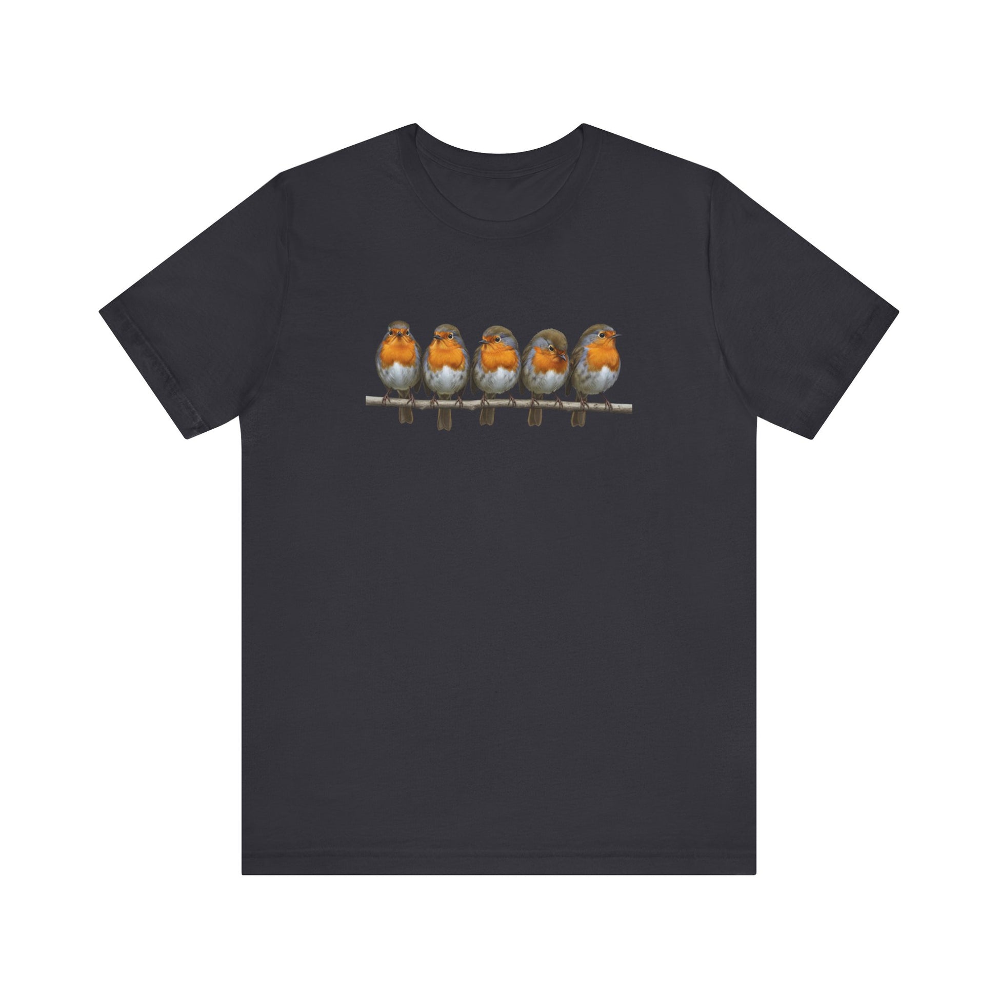 Rotkehlchen Vogel T-Shirt in Black