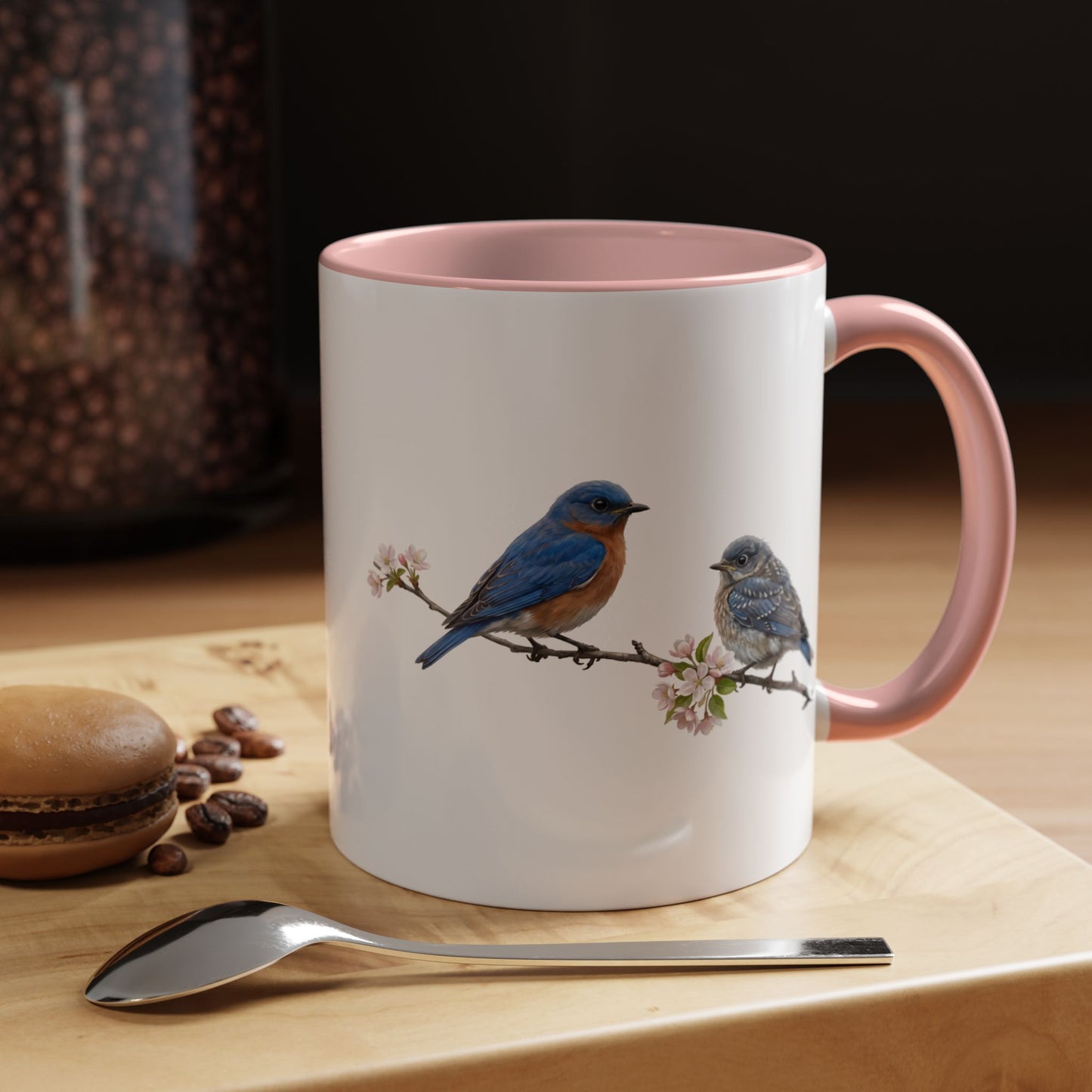 Eastern Bluebird & Fledgling Two-Tone Mug | Spring Bird Lover Gift