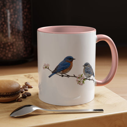 Eastern Bluebird & Fledgling Two-Tone Mug | Spring Bird Lover Gift