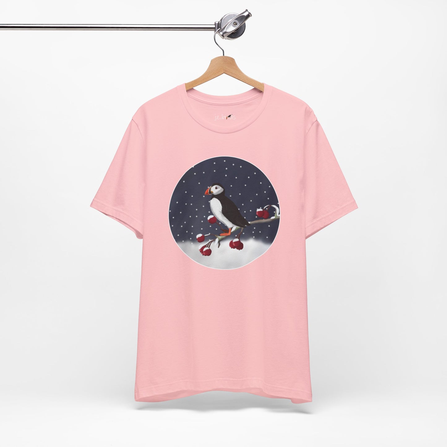 Puffin on a Winter Branch Birdwatcher Christmas Bird T-Shirt