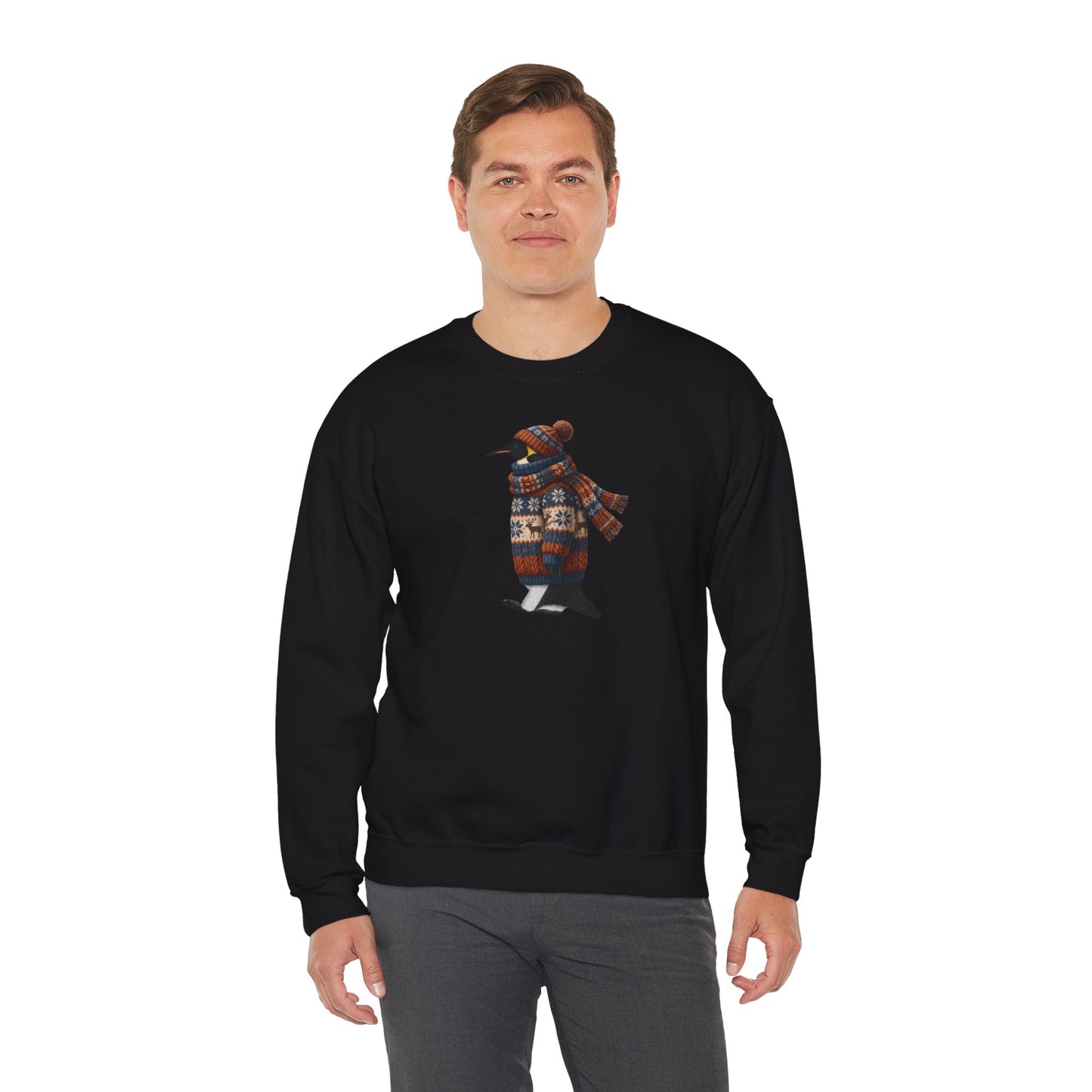 Pinguin in Strick Weihnachts-Sweatshirt | Unisex Vogel Sweater für Vogelfreunde & Vogelbeobachter