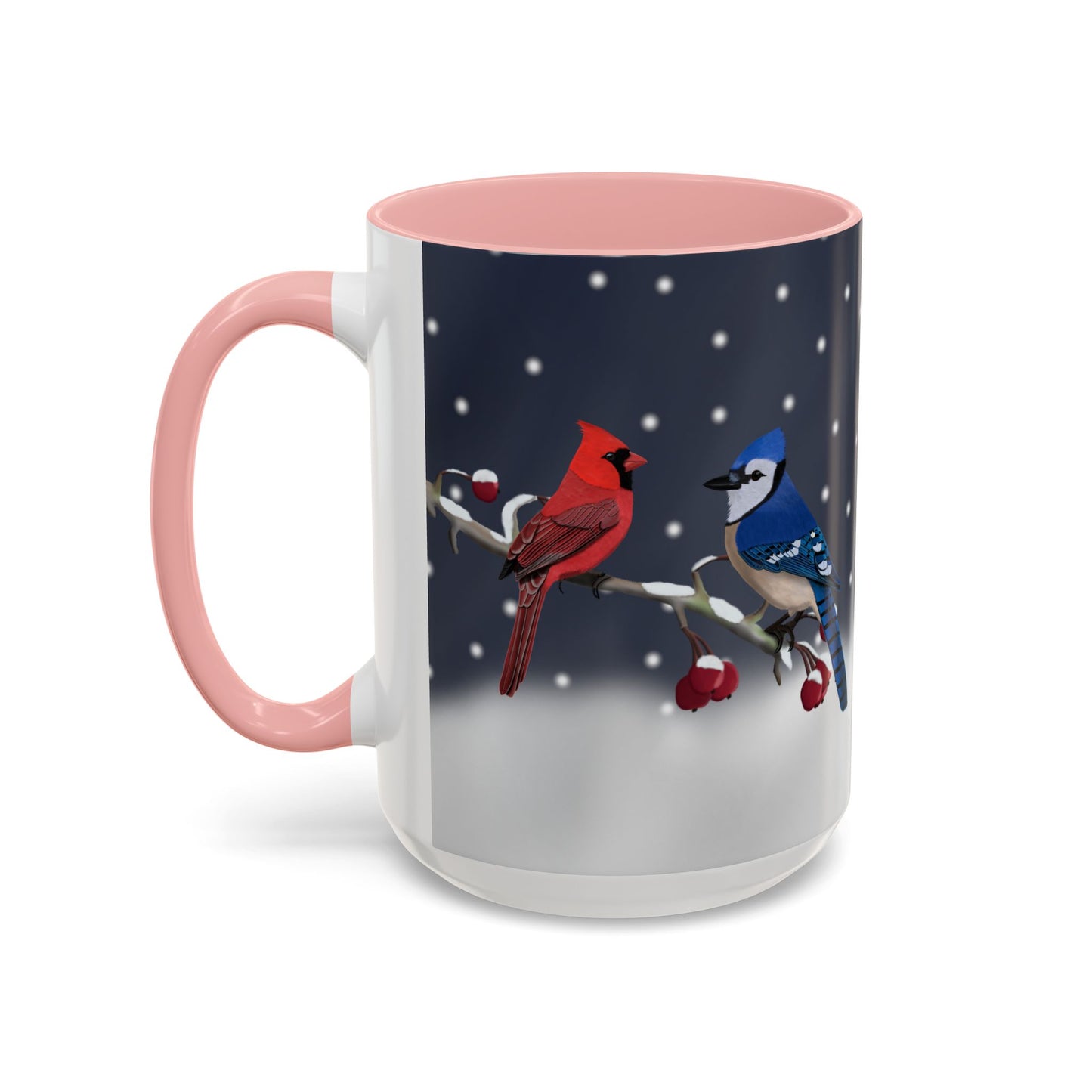 Blue Jay and Cardinal Bird Coffee Mug | Ceramic Christmas Gift for Bird Lovers