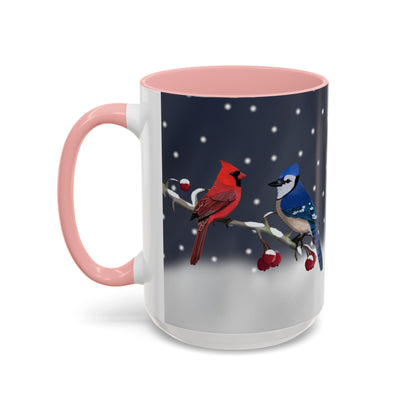 Blue Jay and Cardinal Bird Coffee Mug | Ceramic Christmas Gift for Bird Lovers