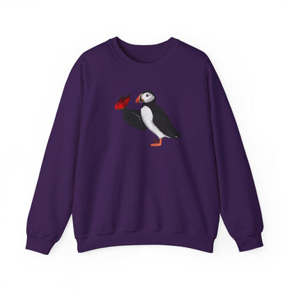 Puffin with Butterfly Bird Birding & Birdwatching Sweatshirt