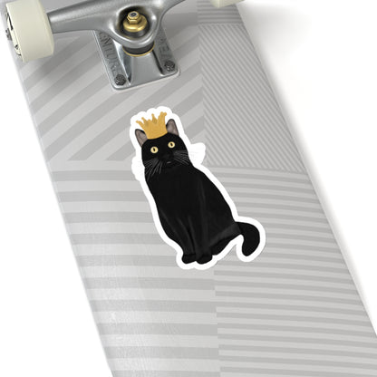 Black Cat with Crown Cat Lover Sticker