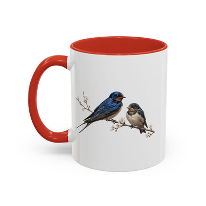 Barn Swallow & Fledgling Two-Tone Mug | Spring Bird Lover Gift