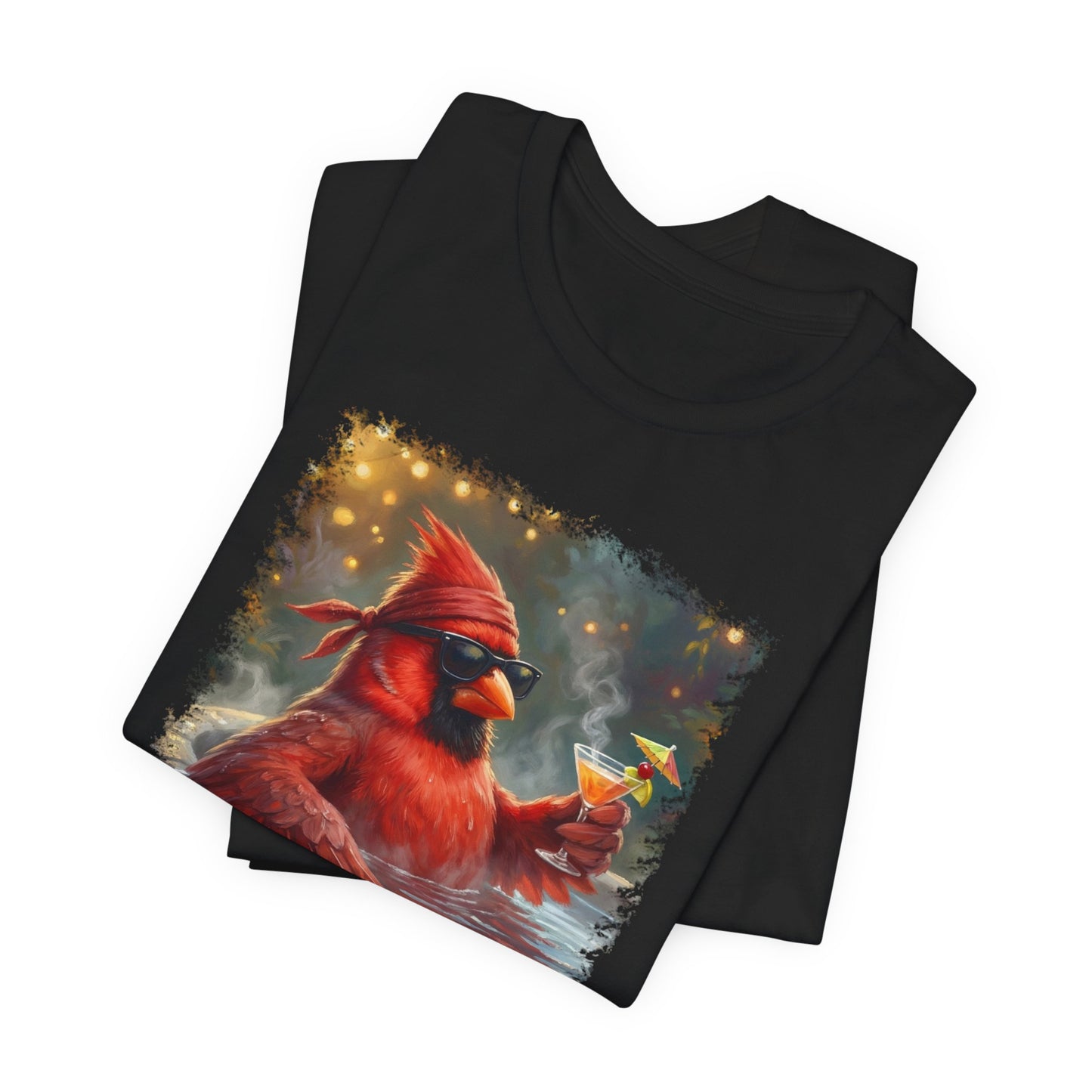 Chordinal entspannt im Vogelbad mit Drink – Premium Unisex T-Shirt | Die Gartenvögel