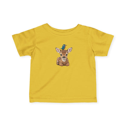 Rehkitz mit Eisvogel Baby T-Shirt Süßes Tiermotiv