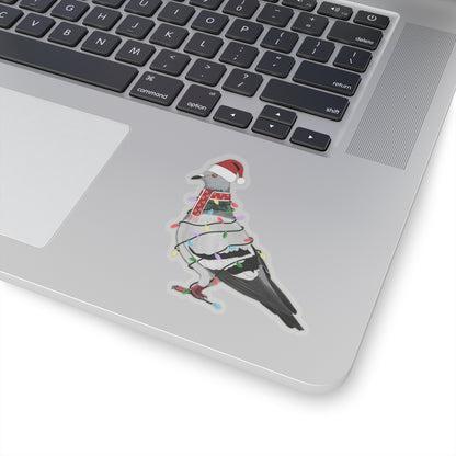 Pigeon with Fairy Lights Santa Claus Hat and Scarf Christmas Bird Sticker