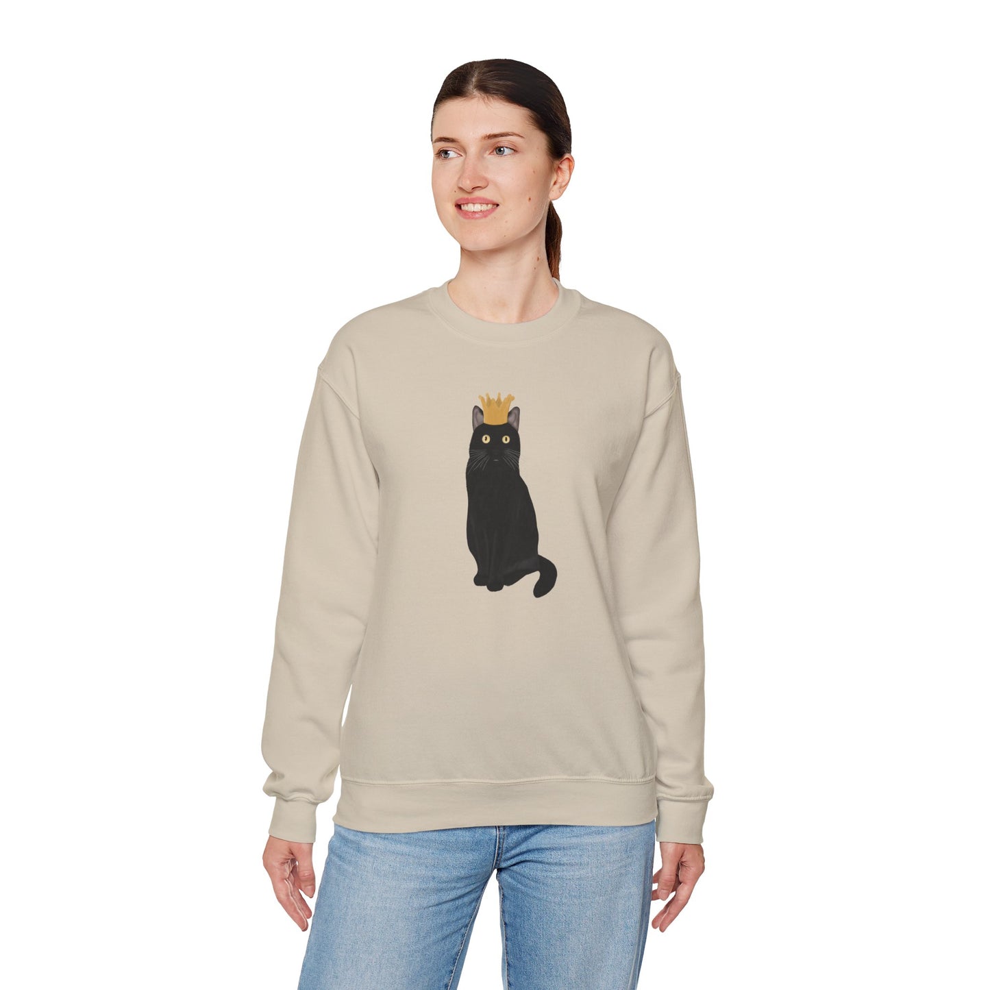 Black Cat with Crown Cat Lover Sweatshirt