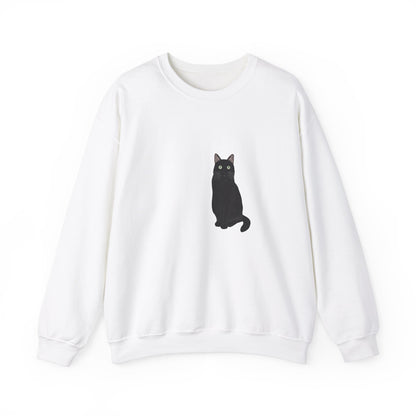 Black Cat with Heart Cat Lover Valentine's Day Sweatshirt